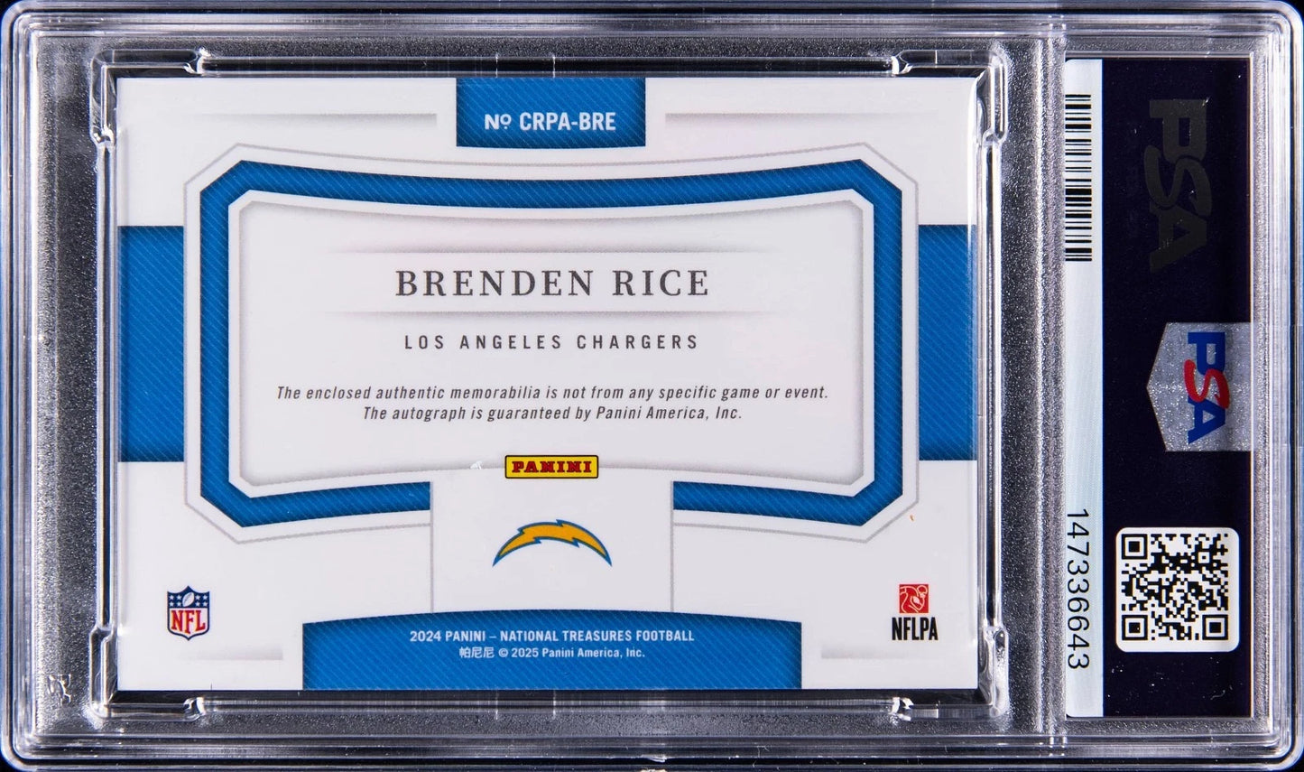 2024 National Treasures Brenden Rice Crossover Patch RPA Auto /99 PSA 8 RC