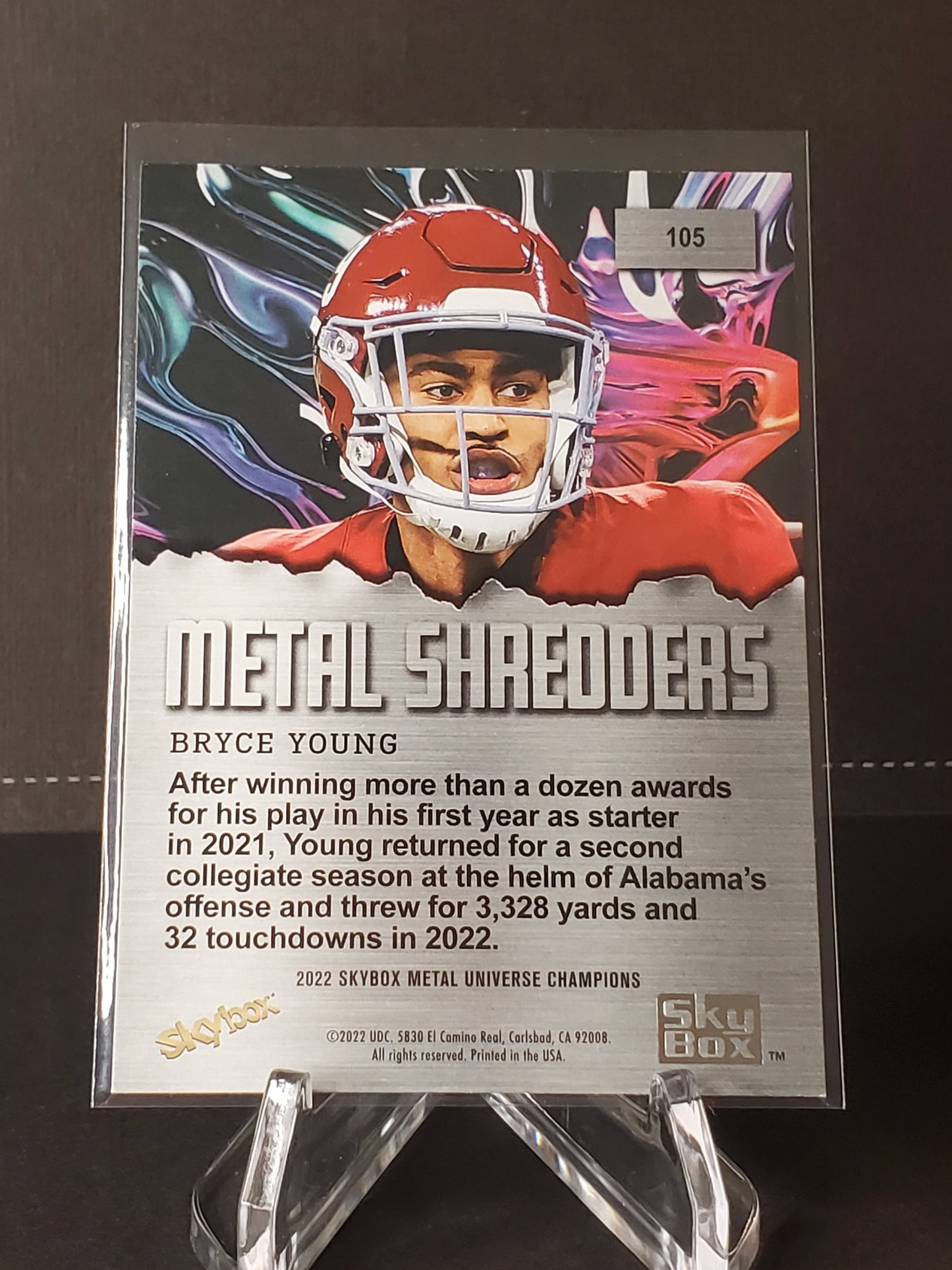 Bryce Young 2022 Skybox Metal Universe Metal Shredders #105
