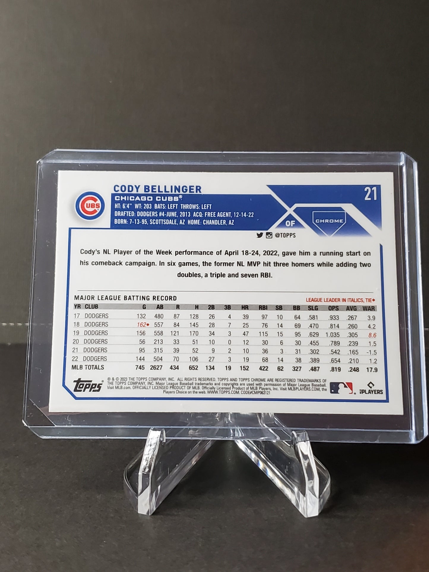 Cody Bellinger 2023 Topps Chrome NEGATIVE Refractor SP #21