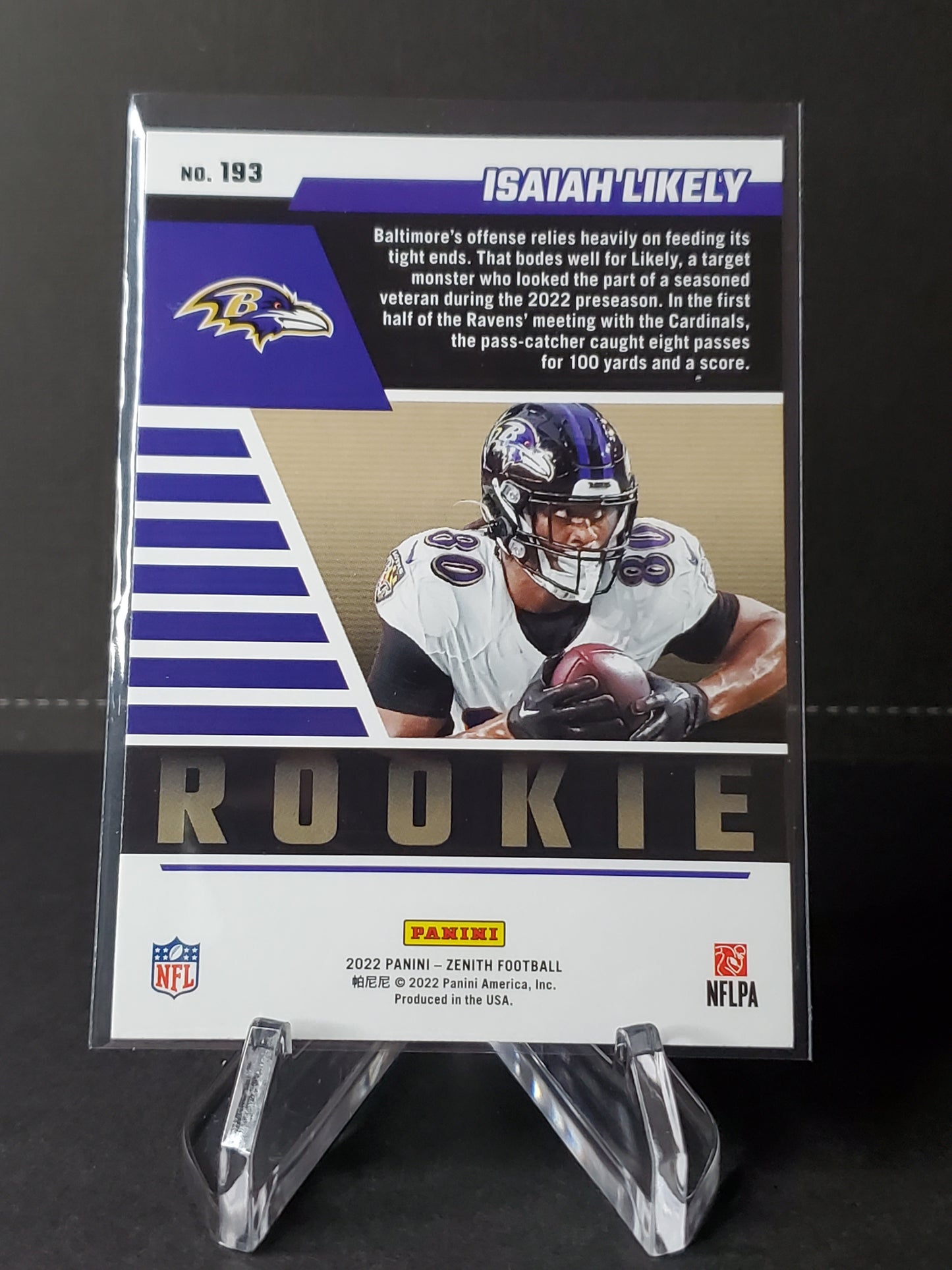 Isaiah Likely 2022 Panini Zenith Football RC #193