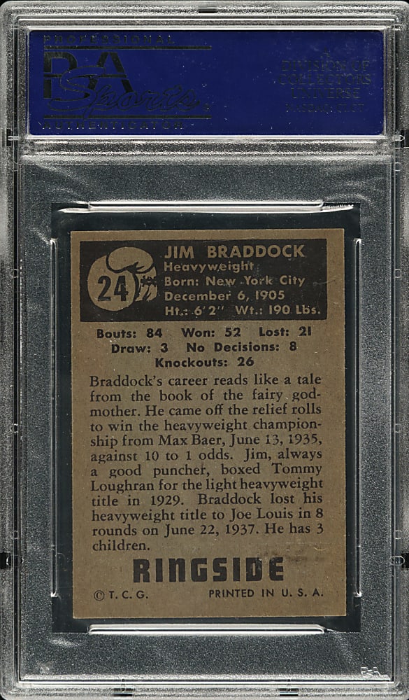 1951 Topps Ringside Boxing #24 James Braddock PSA NM 7