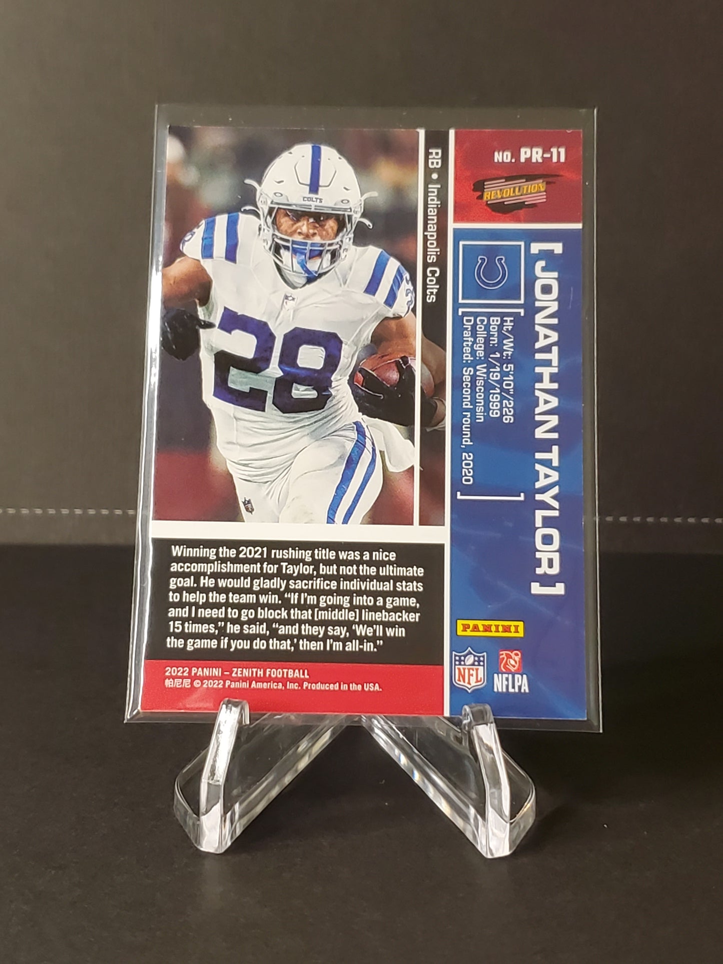 Jonathan Taylor 2022 Panini Zenith Football Revolution #PR-11
