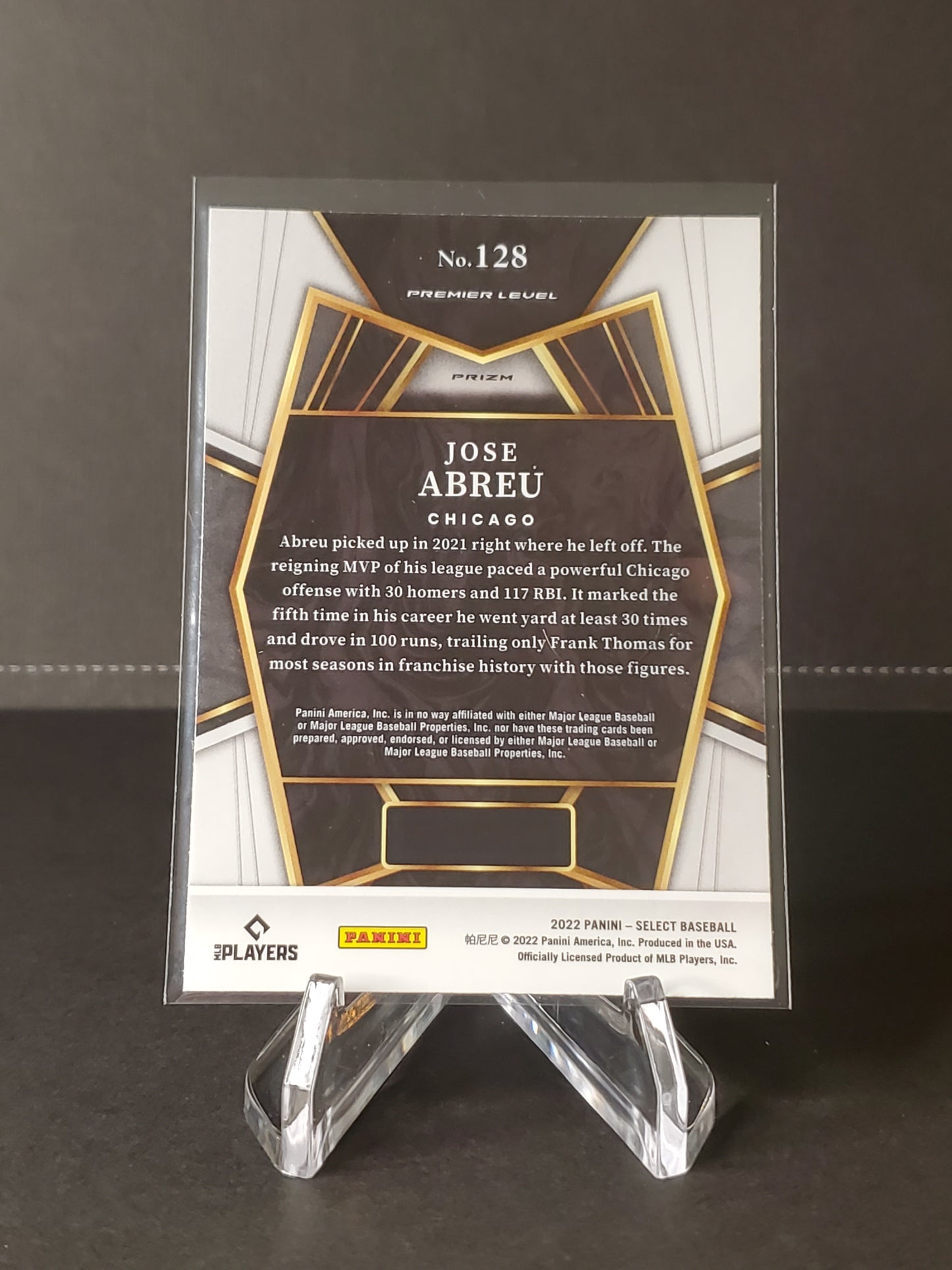 Jose Abreu 2022 Panini Select Baseball Premier Prizm Silver Scope #128