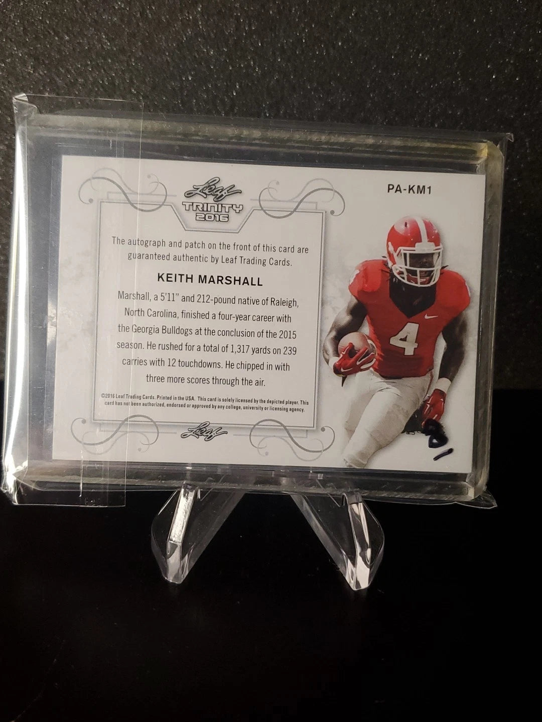 2016 Leaf Trinity - JUMBO Keith Marshall UGA Auto Patch PA-KM1 Gold Spectrum /1