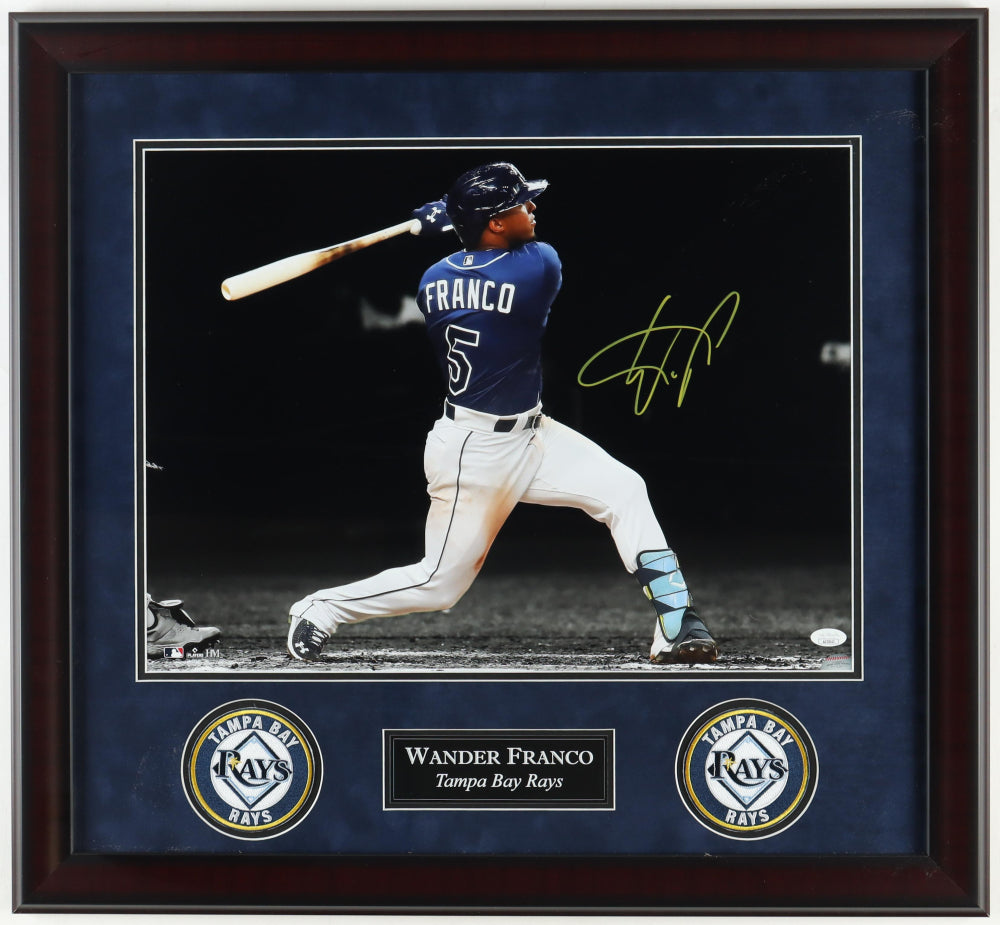 Wander Franco Signed Rays Custom Framed Photo Display (JSA)