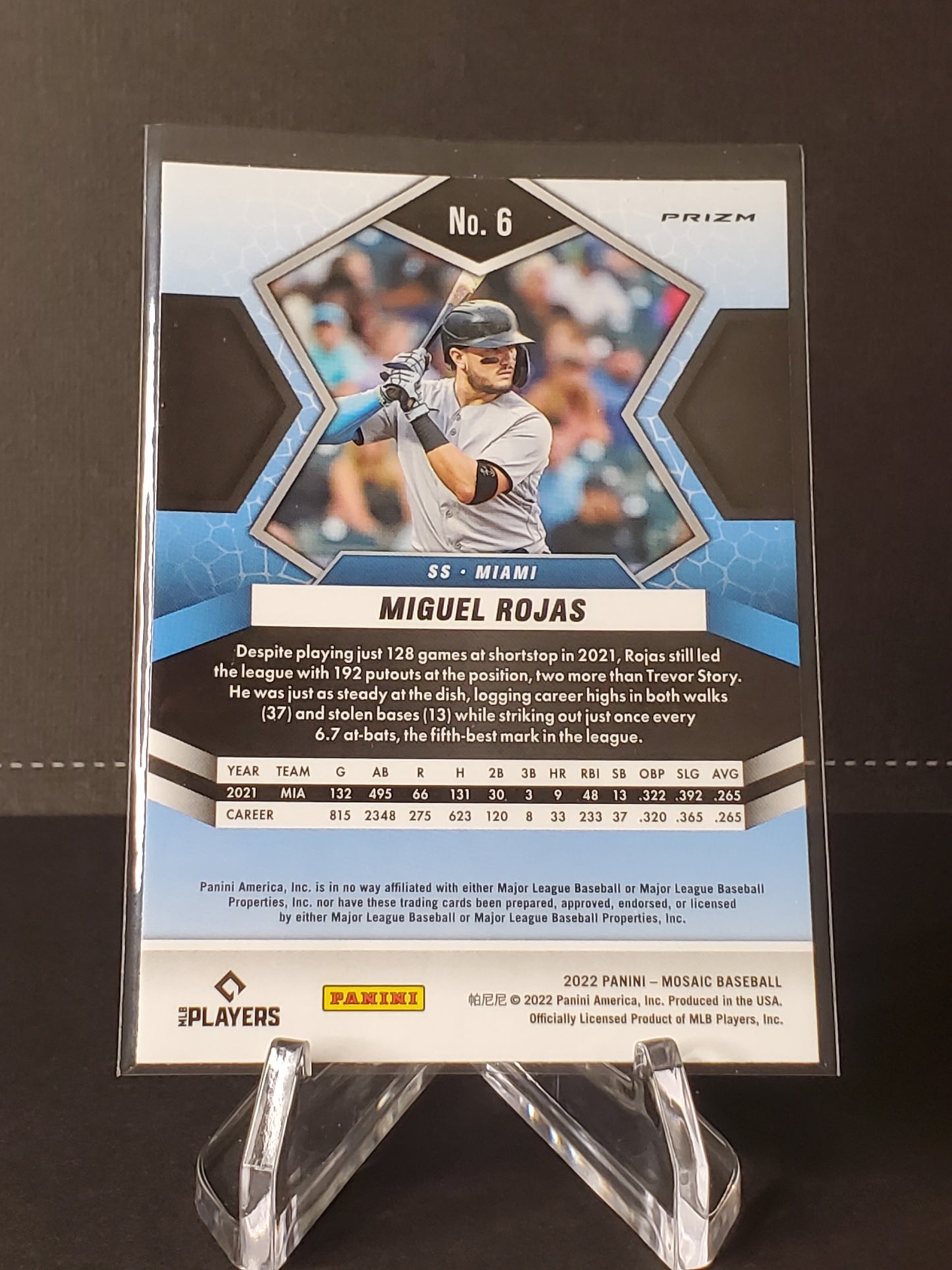 Miguel Rojas 2022 Panini Mosaic Baseball Prizm #6