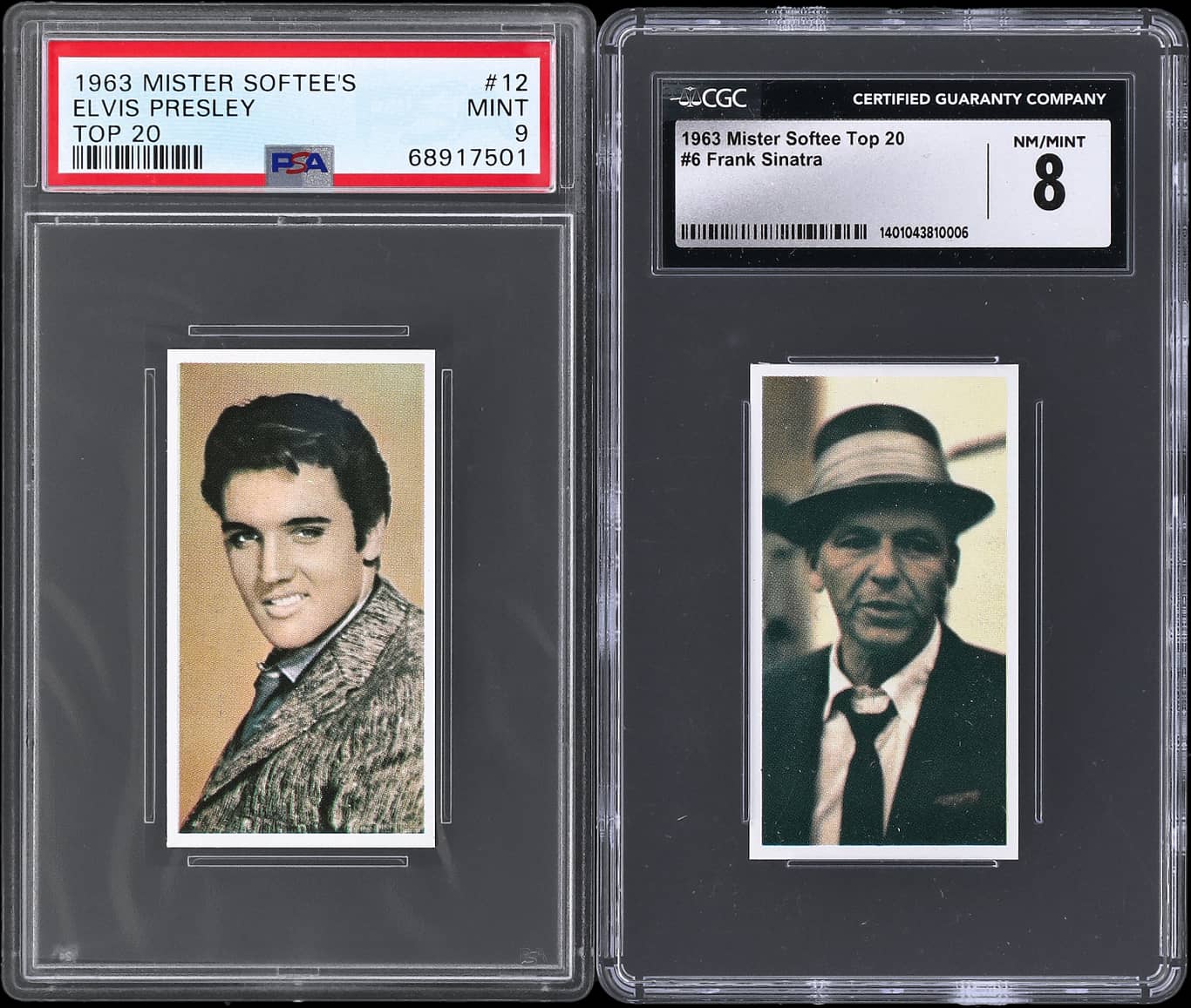 1963 Mister Softee's Top 20 Complete Set (20) Elvis PSA 9, Sinatra CGC 8 - RARE
