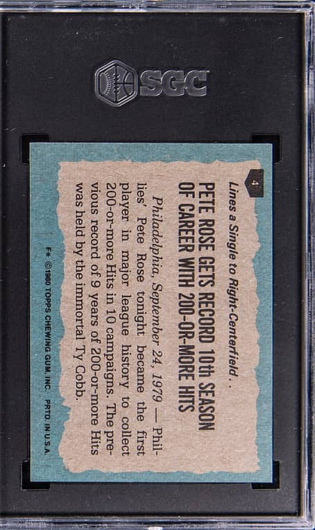 1980 Topps #4 Pete Rose Highlights - SGC 7