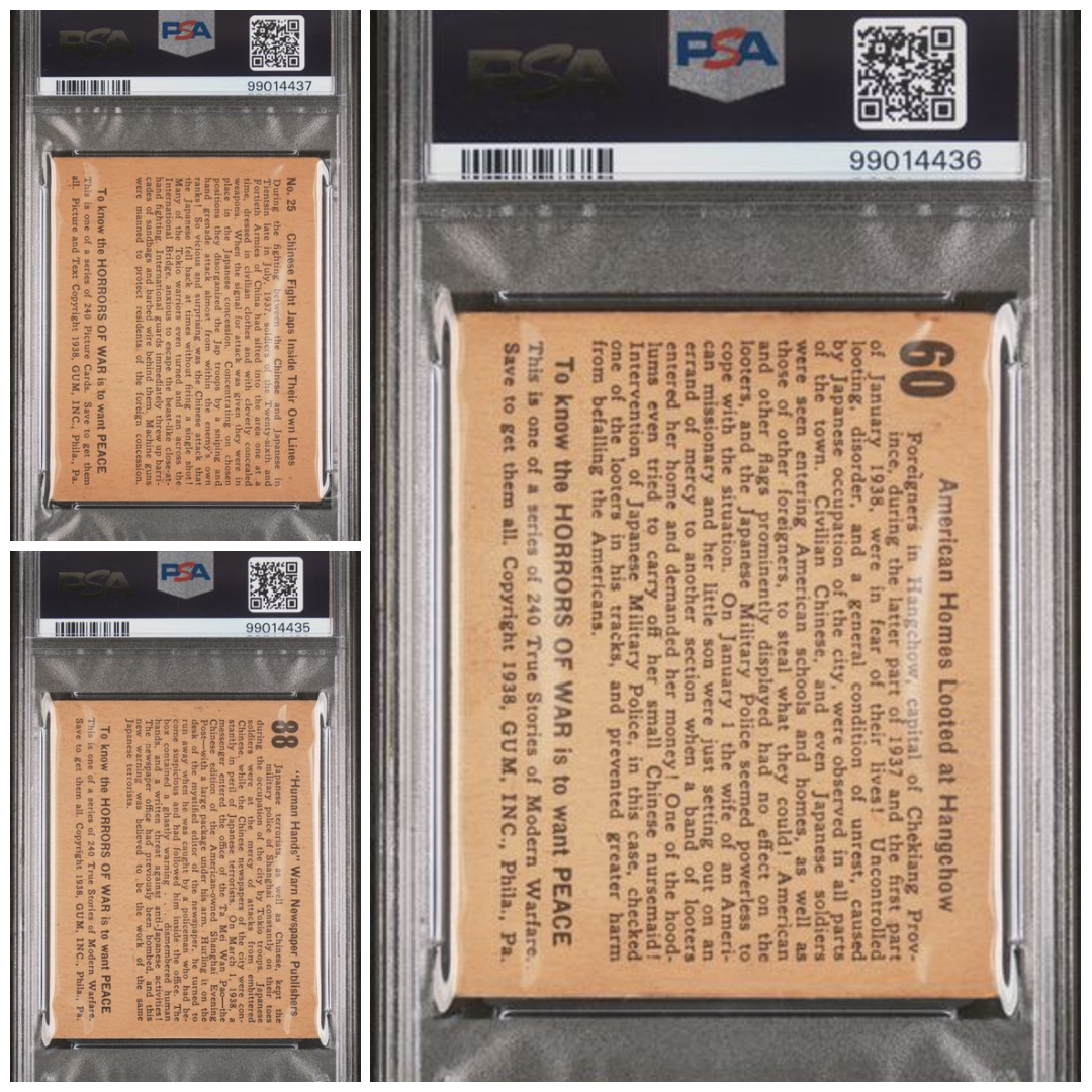 1938 Horrors of War - LOT OF THREE (3) PSA Graded Cards! GREAT EYE APPEAL!