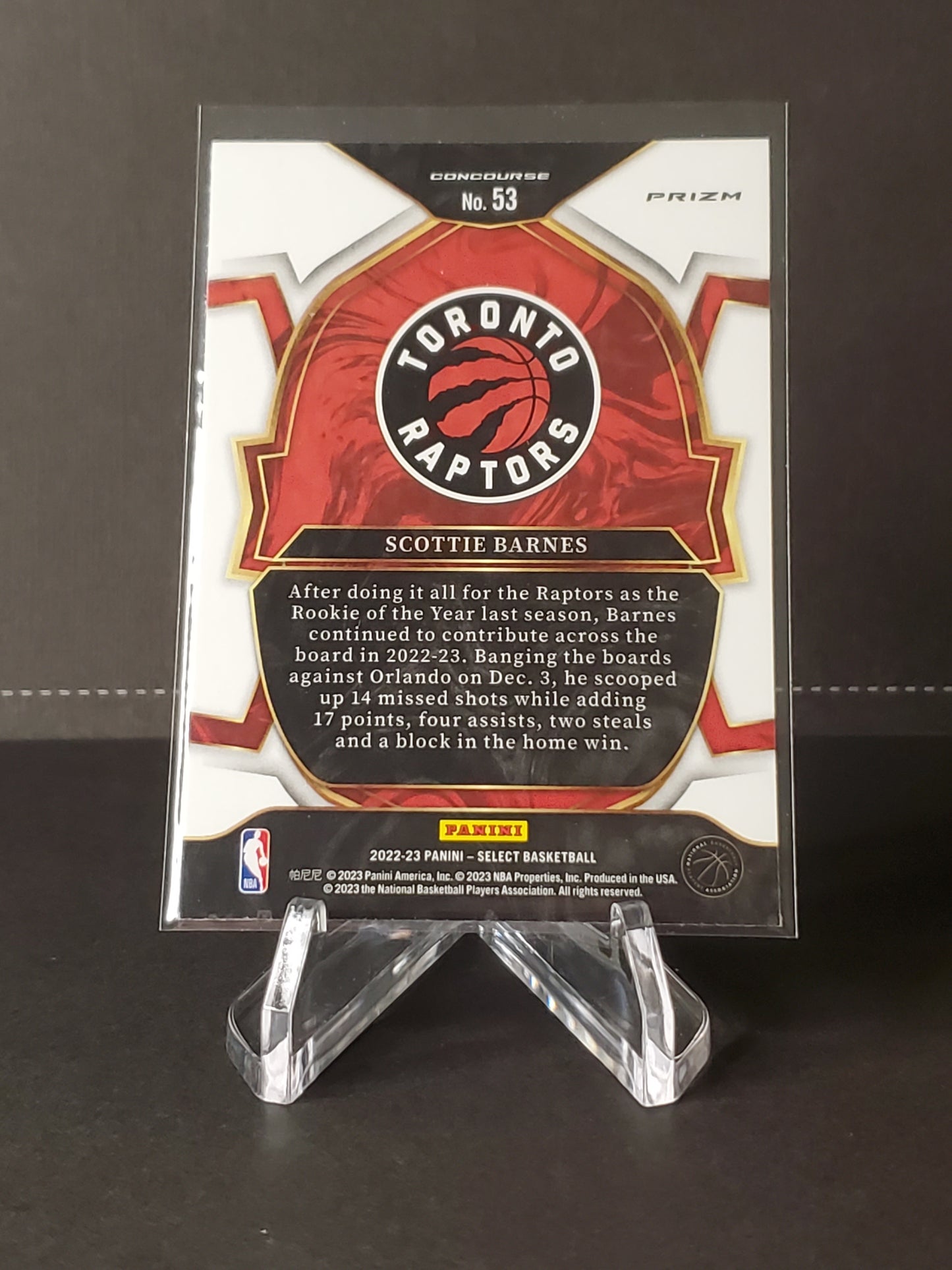 Scottie Barnes 2022-2023 Panini Select Basketball Orange Concourse Prizm #53