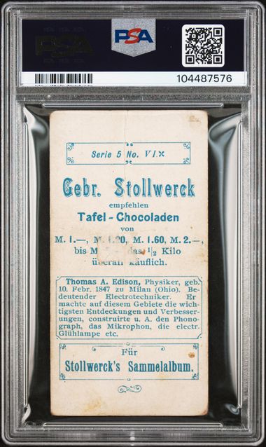 Thomas Edison 1897 STOLLWERCK ALBUM 1 SERIE 5 #VI PSA 1.5 (POP 2!!)