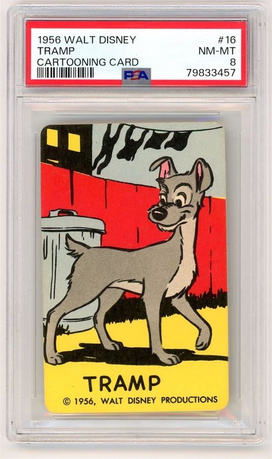 1956 Walt Disney Tramp #16 Cartooning Card PSA 8 NM-MT Pop 5 Only 11 Higher