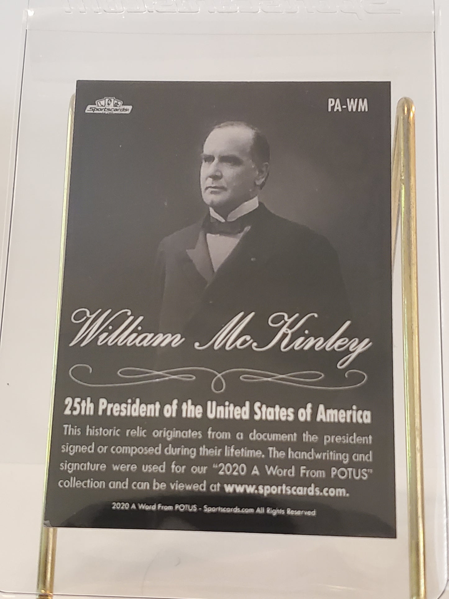 William McKinley 2020 A Word From POTUS Relic PA-WM