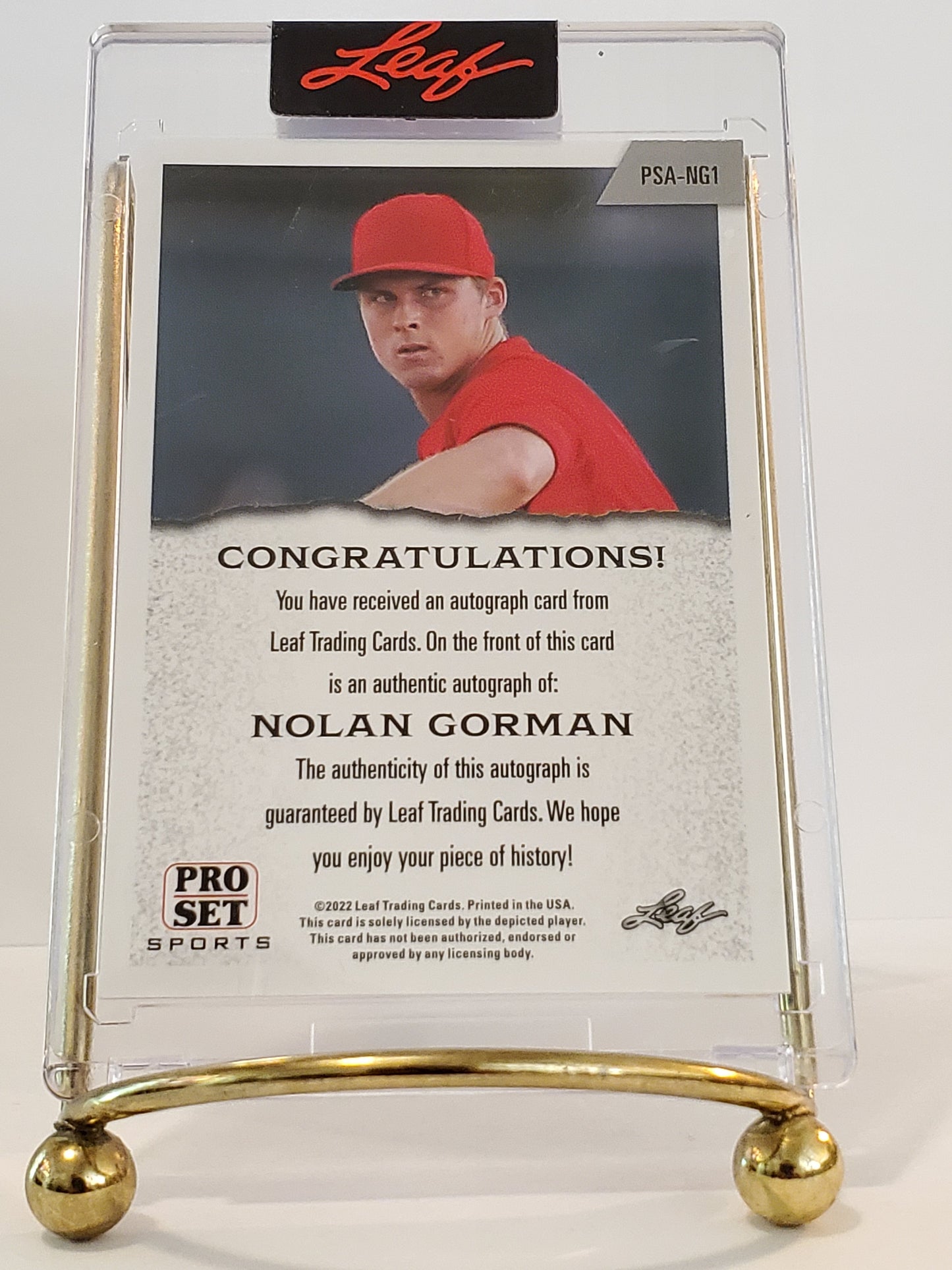 Nolan Gorman - 2022 Leaf Pro Set Hobby AUTOGRAPH #PSA-NG1