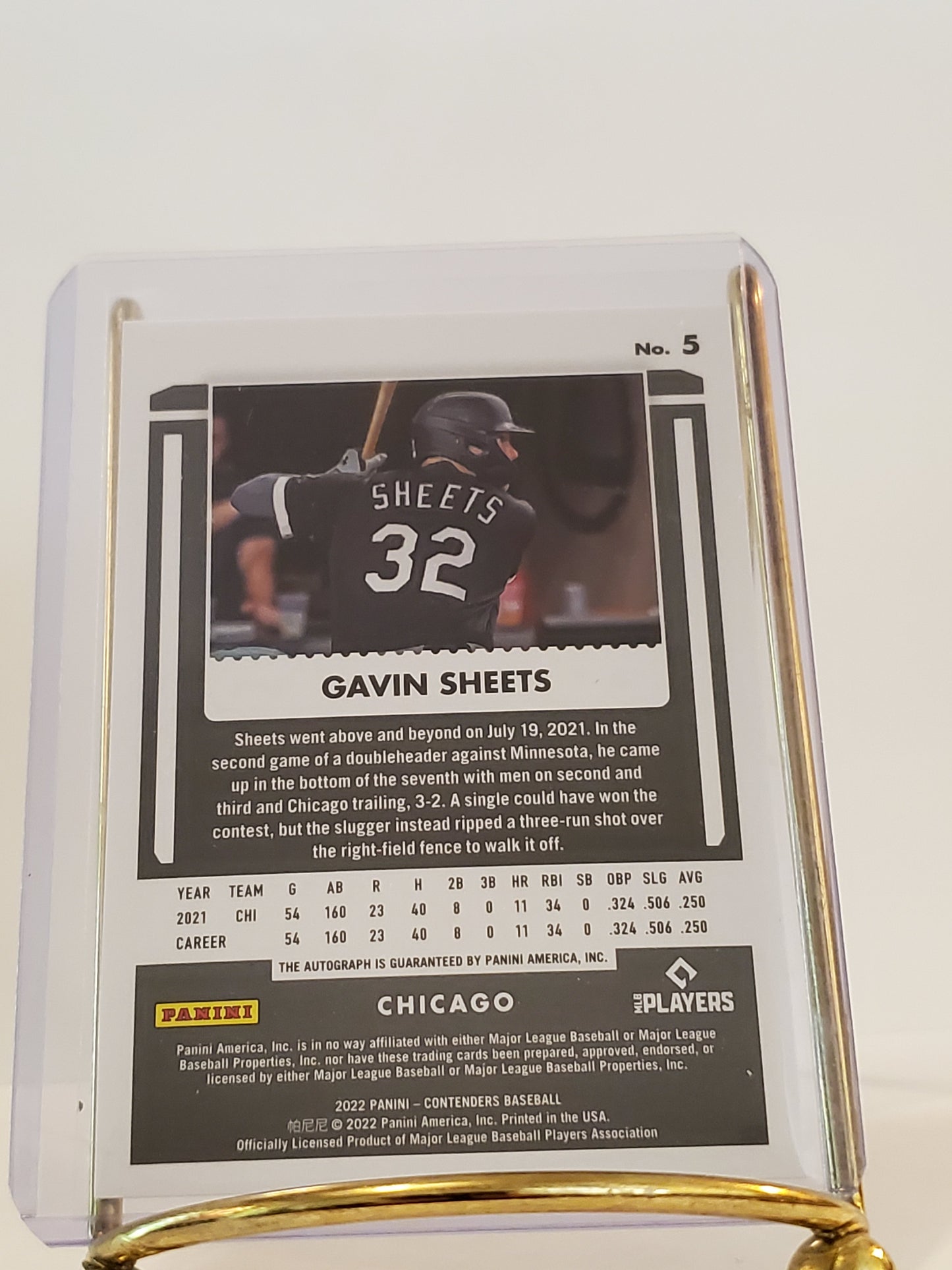 Gavin Sheets - 2022 Panini Contenders ROOKIE TICKET #3/99 - RC#5