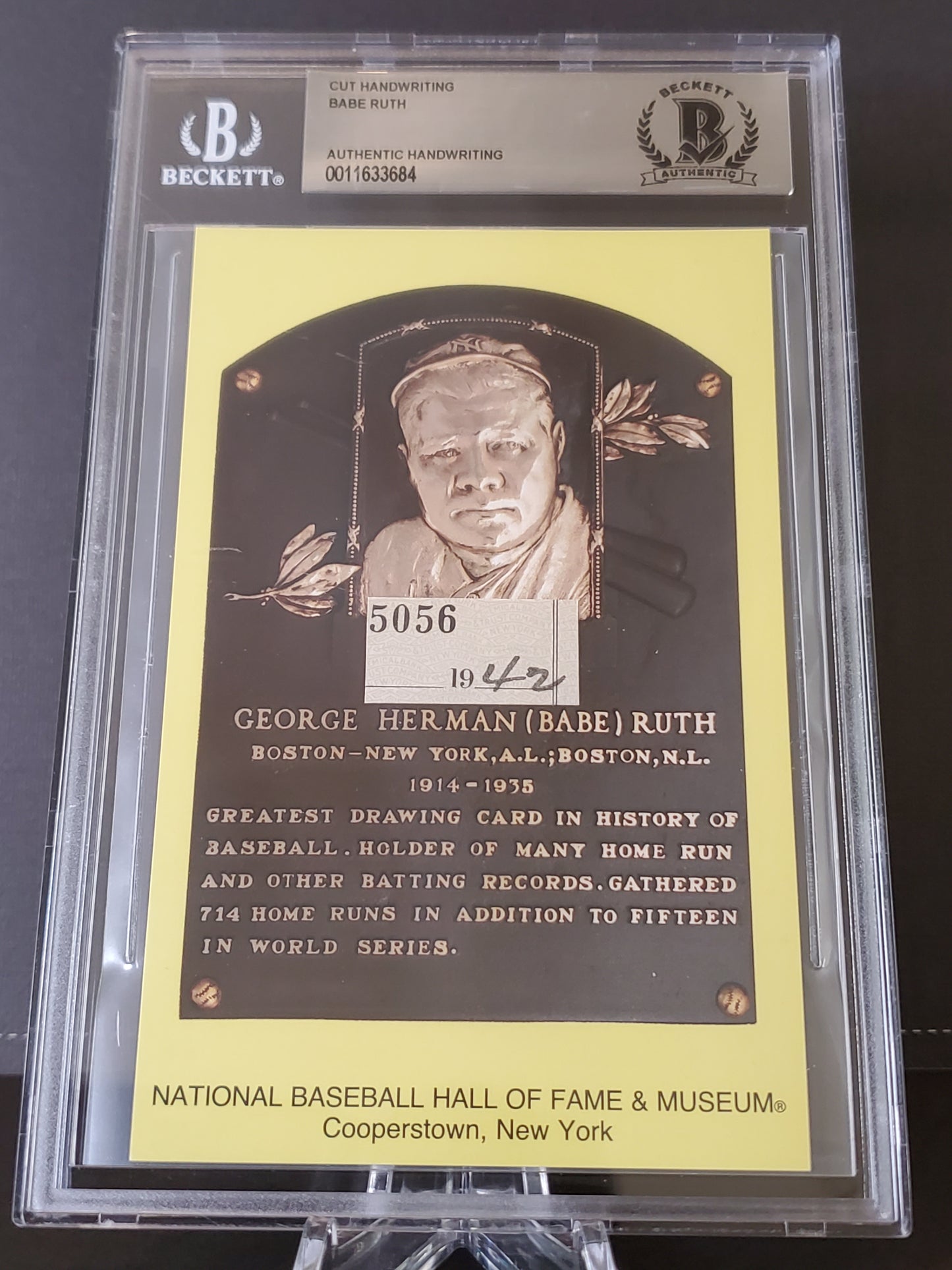 Babe Ruth - From the Personal Collection of... Authentic Handwriting
