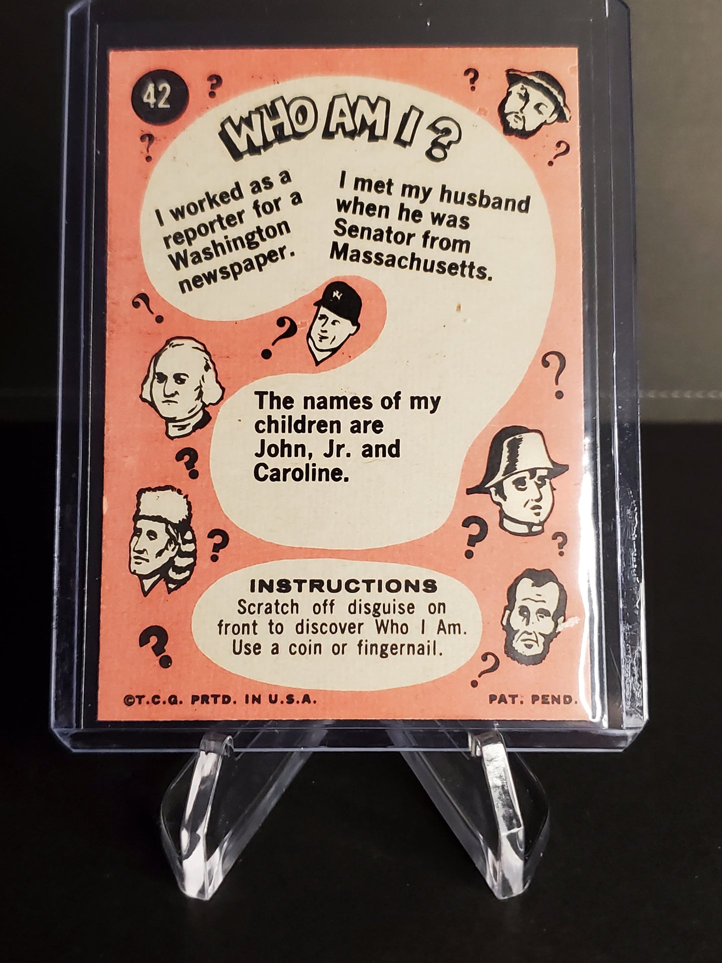 Jacqueline Kennedy 1967 Topps Who Am I #42 Unscratched RARE