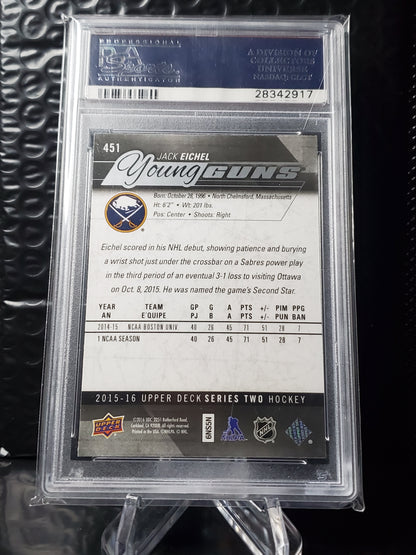 2015-16 Upper Deck JACK EICHEL Young Guns Rookie YG RC #451 PSA 10 GEM MINT