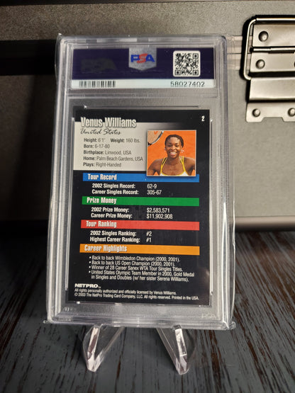 2003 Netpro Tennis VENUS WILLIAMS Rookie Card RC #2 PSA Graded 9 Mint