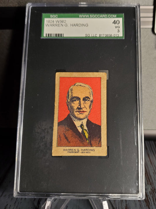 1924 W562 Warren Harding SGC VG 3 - First Harding card released post death