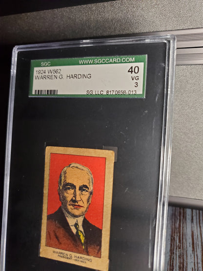 1924 W562 Warren Harding SGC VG 3 - First Harding card released post death