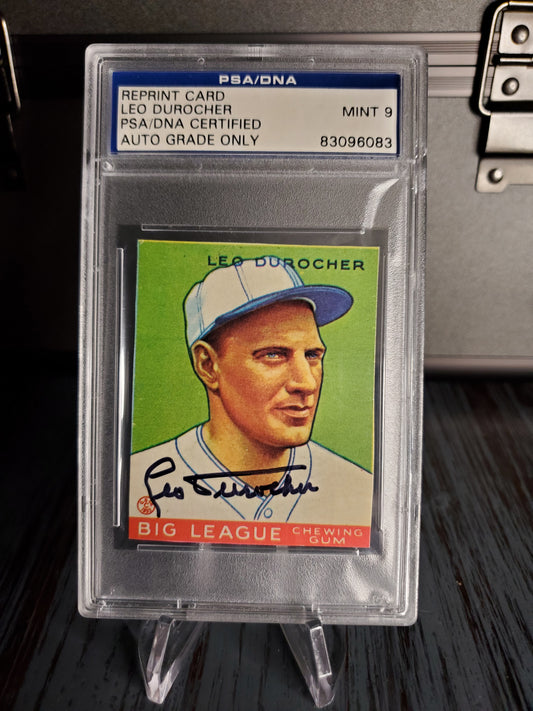 1933 Goudey Reprint Leo Durocher Signed PSA/DNA Authentic AUTO HOF #147 MINT 9