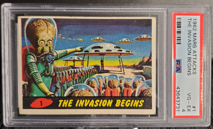 1962 Mars Attacks Card # 1 The Invasion Begins PSA 4 - RARE
