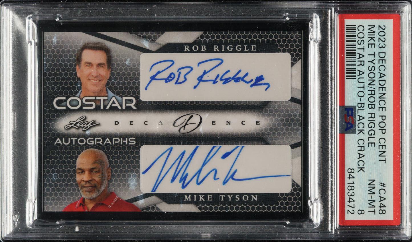 2023 Leaf Pop Century Mike Tyson Rob Riggle Costar AUTO Black /7 PSA 8 #CA-48