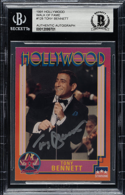 1991 Starline Hollywood Walk of Fame Tony Bennett Signed Card #128 Beckett AUTO