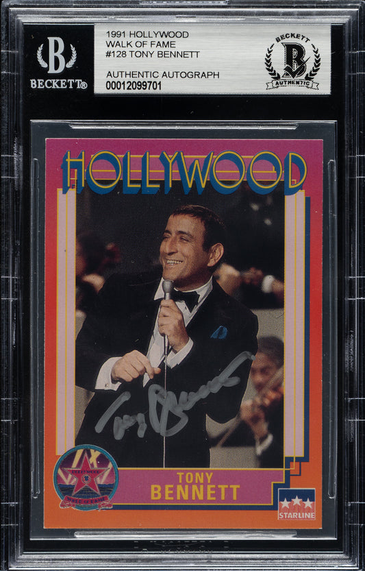 1991 Starline Hollywood Walk of Fame Tony Bennett Signed Card #128 Beckett AUTO