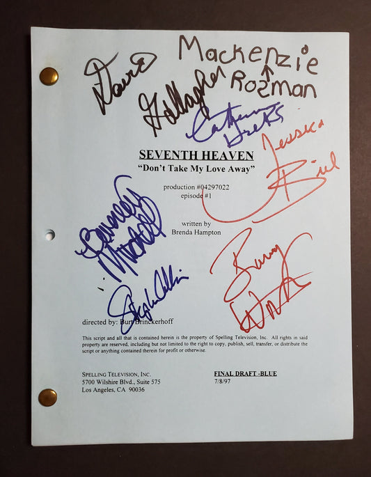 "7th Heaven" TV Script Cast-Signed by (6) with Jessica Biel, David Gallagher, Beverley Mitchell (JSA)