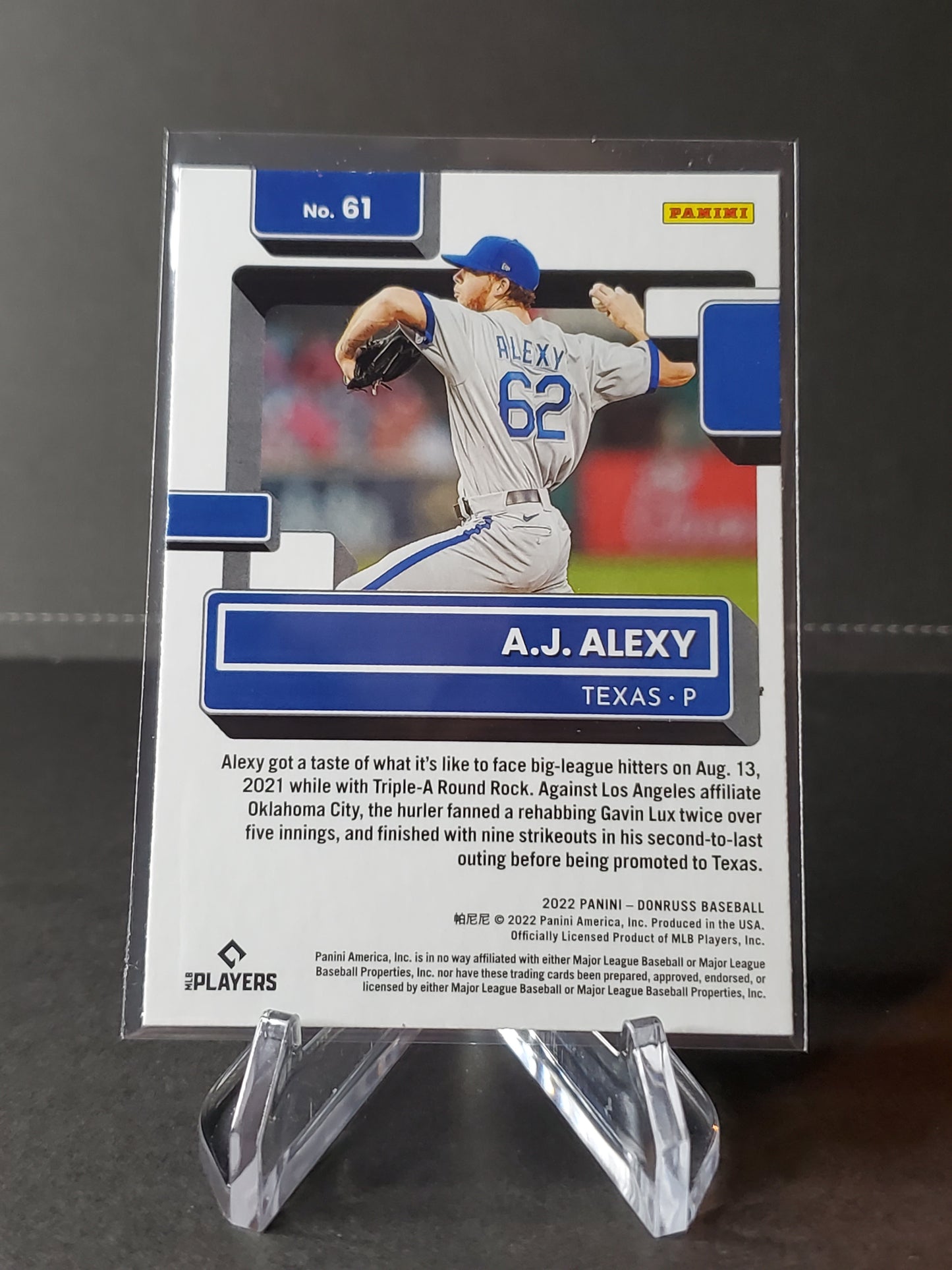 A.J. Alexy 2022 Panini Donruss Baseball Rated Rookie #61