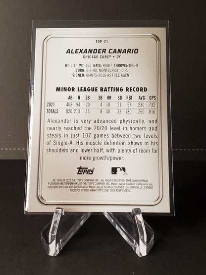 Alexander Canario 2022 Bowman Platinum Top Prospect #TOP-21