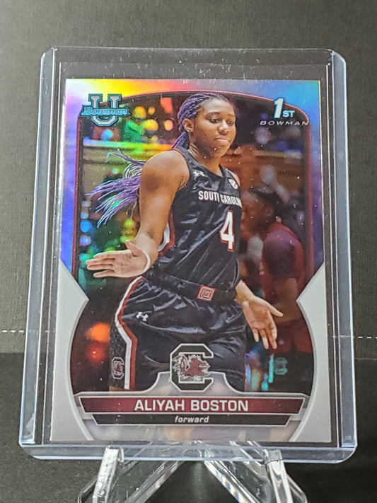 Aliyah Boston 2023 Topps Bowman University "1st Bowman" Refractor #5