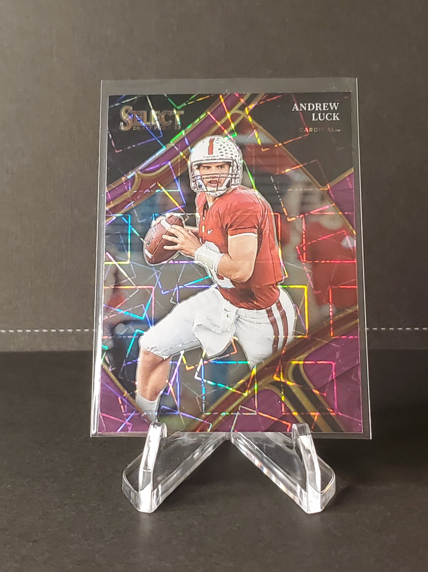 Andrew Luck 2023 Panini Select Draft Picks Purple Lazer Prizm #177