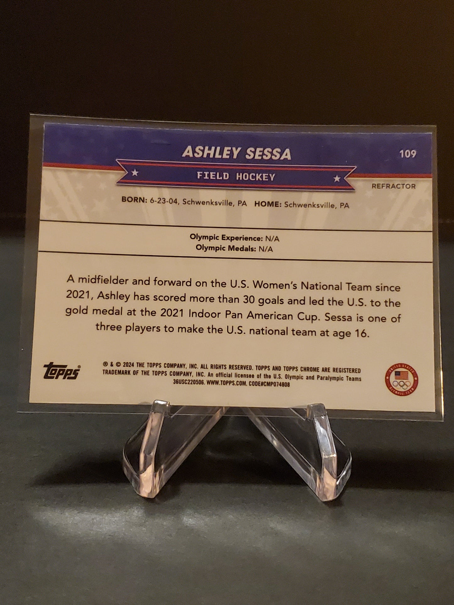 Ashley Sessa 2024 Topps Chrome US Olympic and Paraolympic Hopefuls Refractor #109