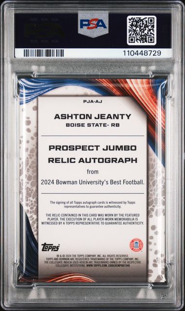 Ashton Jeanty - 2024 Bowman Best U Jumbo Relic AUTO #AJ | PSA 10 (Pop 9)