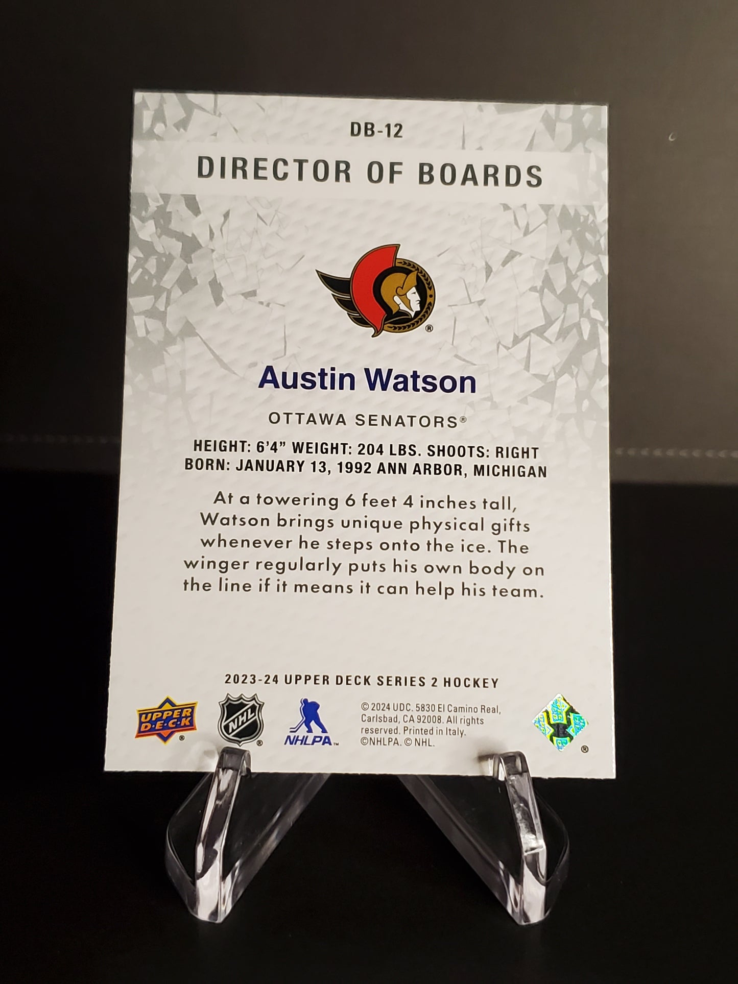 Austin Watson 2023/24 Upper Deck Series 2 Director of Boards #DB-12