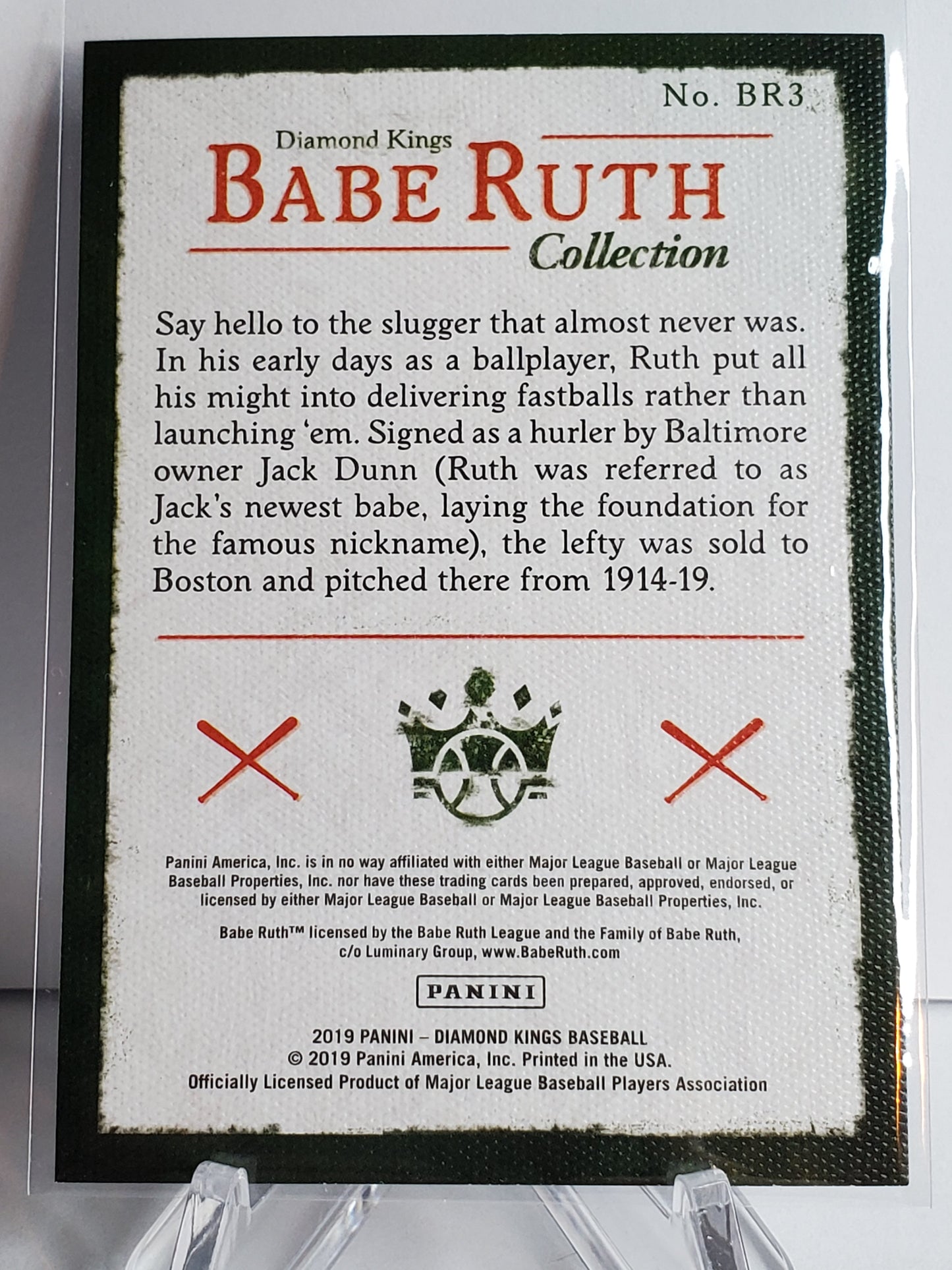 Babe Ruth 2019 Panini Diamond Kings Baseball Babe Ruth Collection #BR3