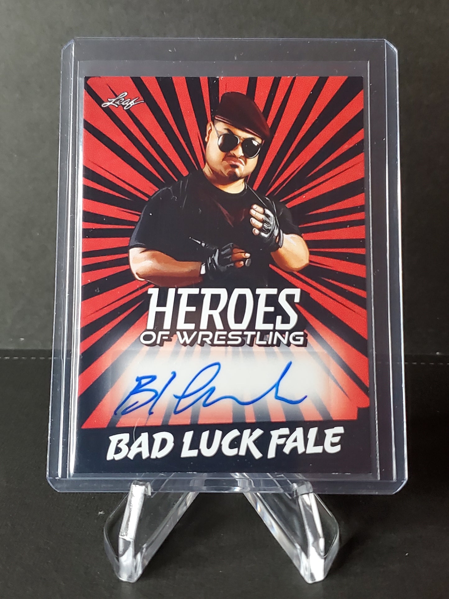 Bad Luck Fale 2023 Leaf Heroes of Wrestling AUTO Red #BA-BF1