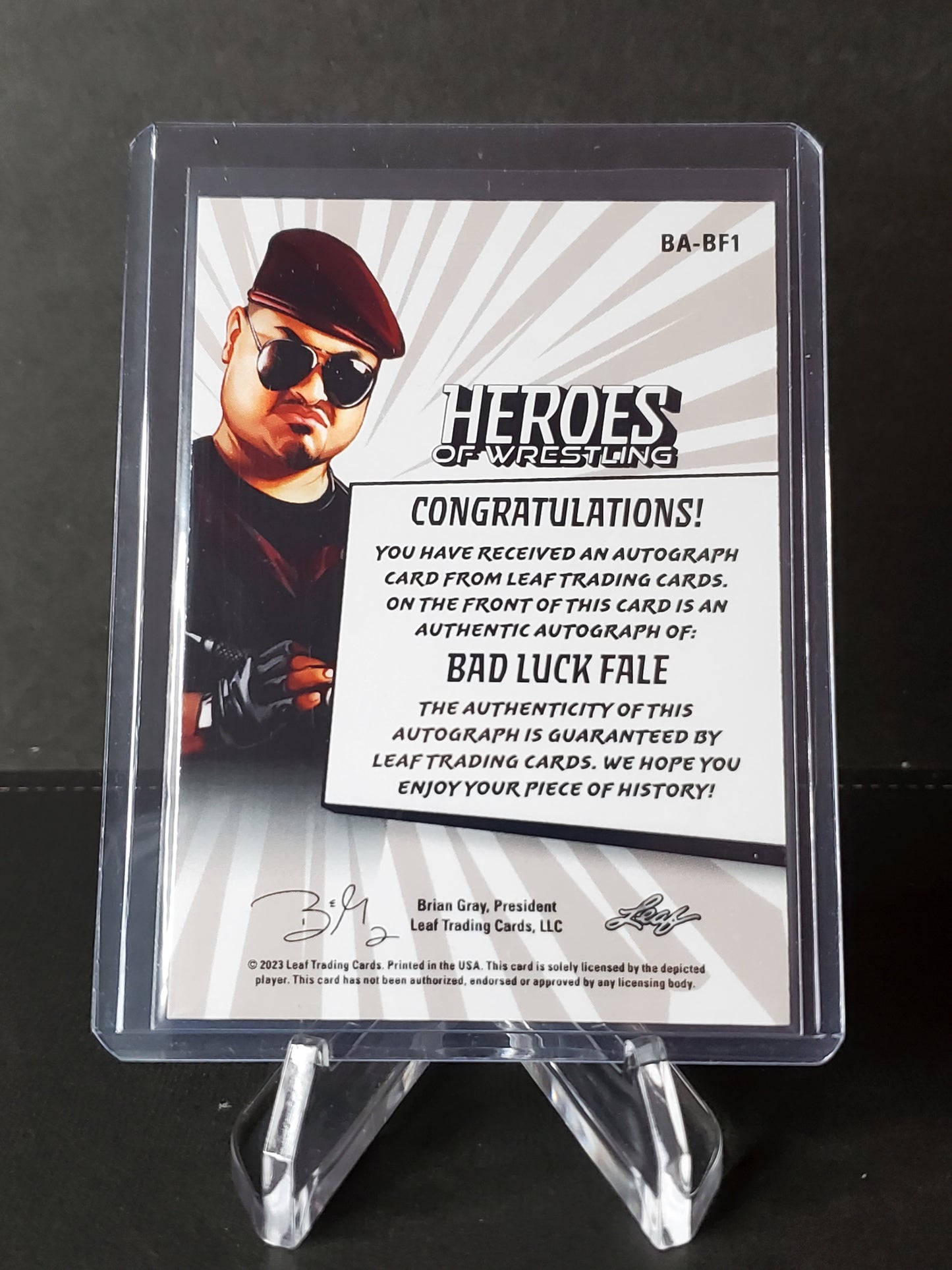 Bad Luck Fale 2023 Leaf Heroes of Wrestling AUTO Red #BA-BF1