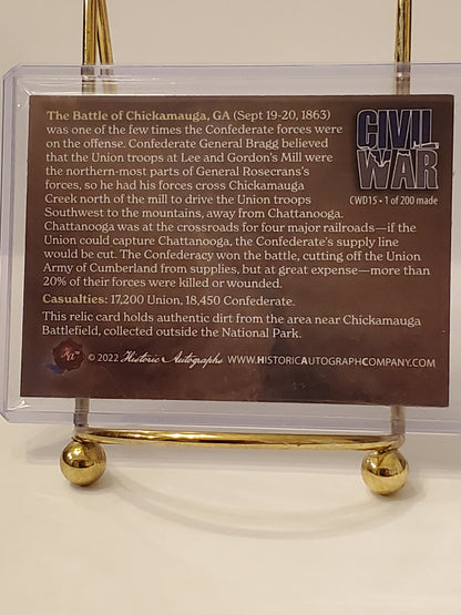 Battle of Chickamauga 2023 Civil War - Historic Autograph Dirt Relic