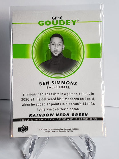 Ben Simmons 2022 Upper Deck Goodwin Champions Goudey Rainbow Neon Green #GP10