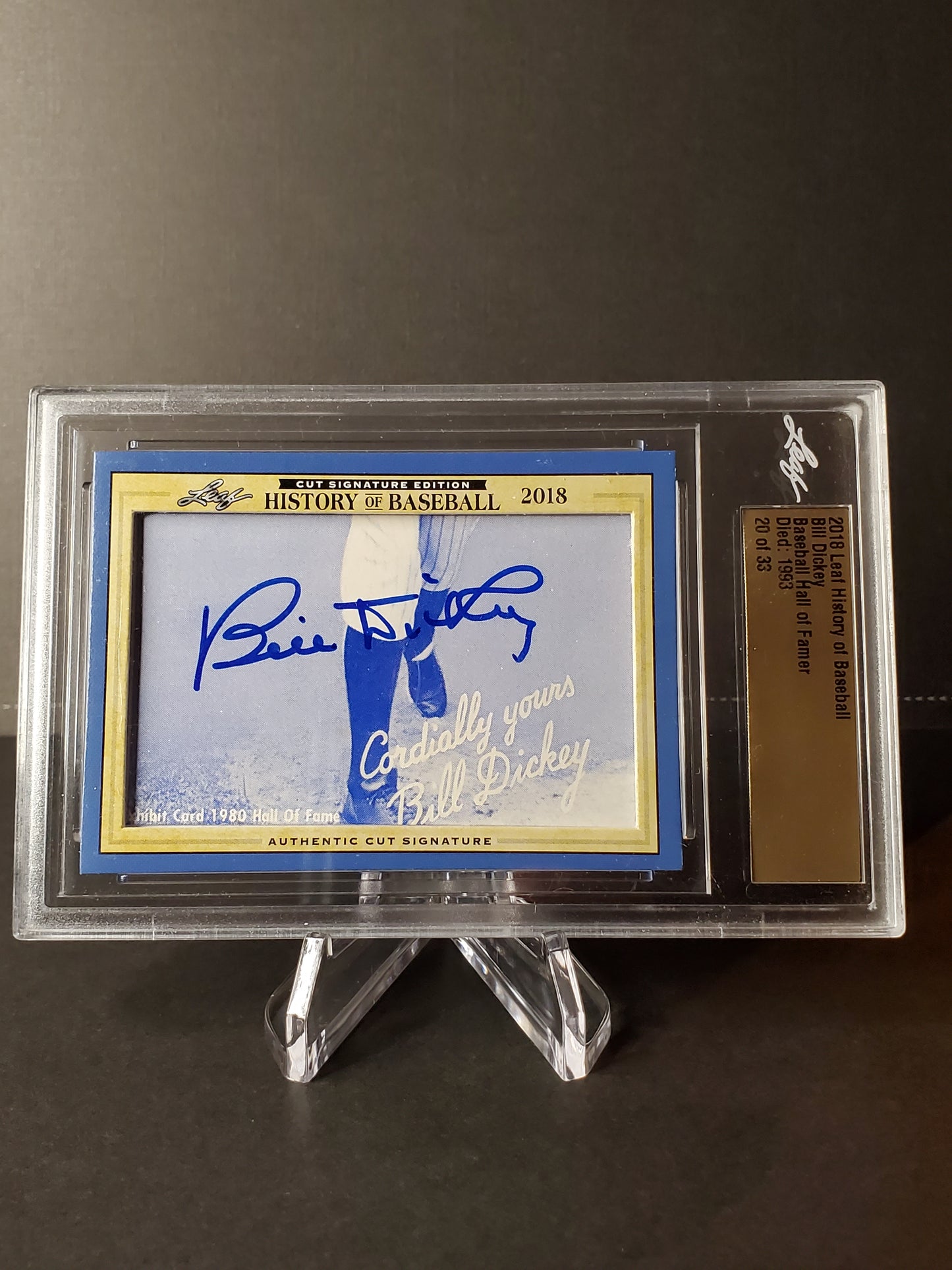 Bill Dickey 2018 Leaf History of Baseball Cut AUTO #'d 20/33