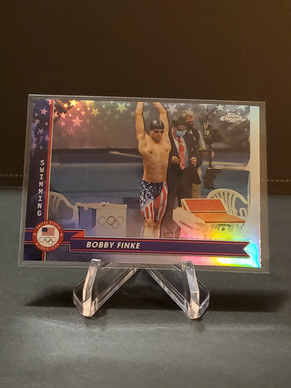 Bobby Finke 2024 Topps Chrome US Olympic and Paraolympic Hopefuls Refractor #175