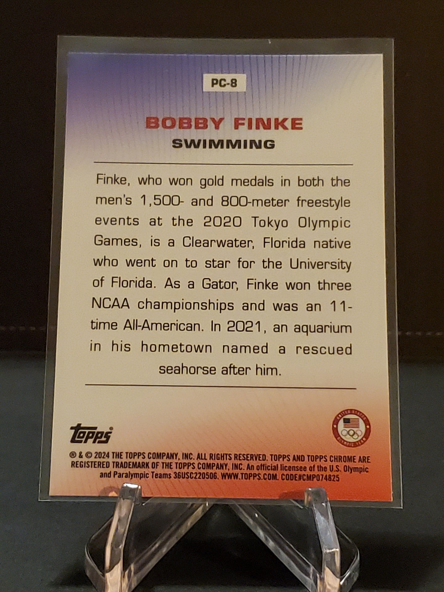 Bobby Finke 2024 Topps Chrome US Olympic and Paraolympic Hopefuls For Pride & Country #PC-8