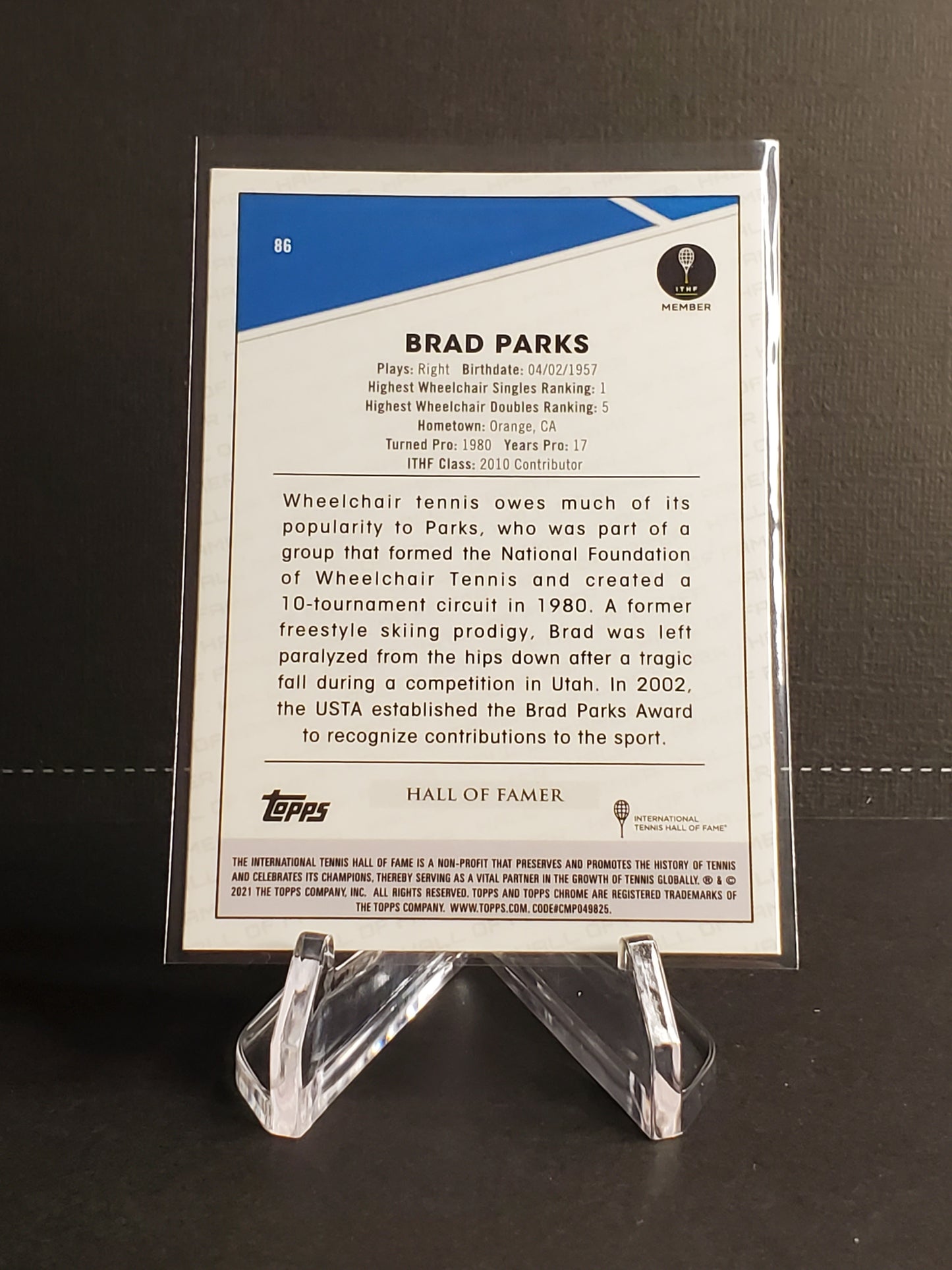 Brad Parks 2021 Topps Chrome Tennis B&W Mini-Diamond Parallel #86