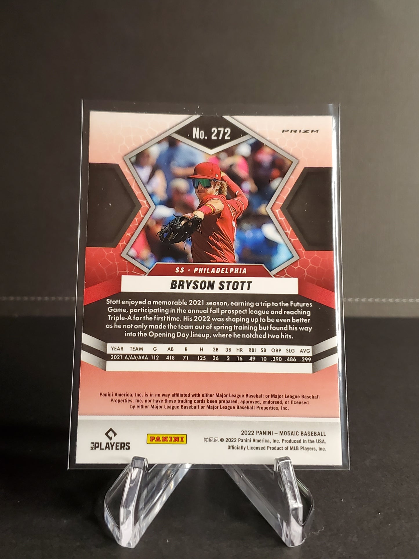 Bryson Stott 2022 Panini Mosaic Orange Prizm RC #272