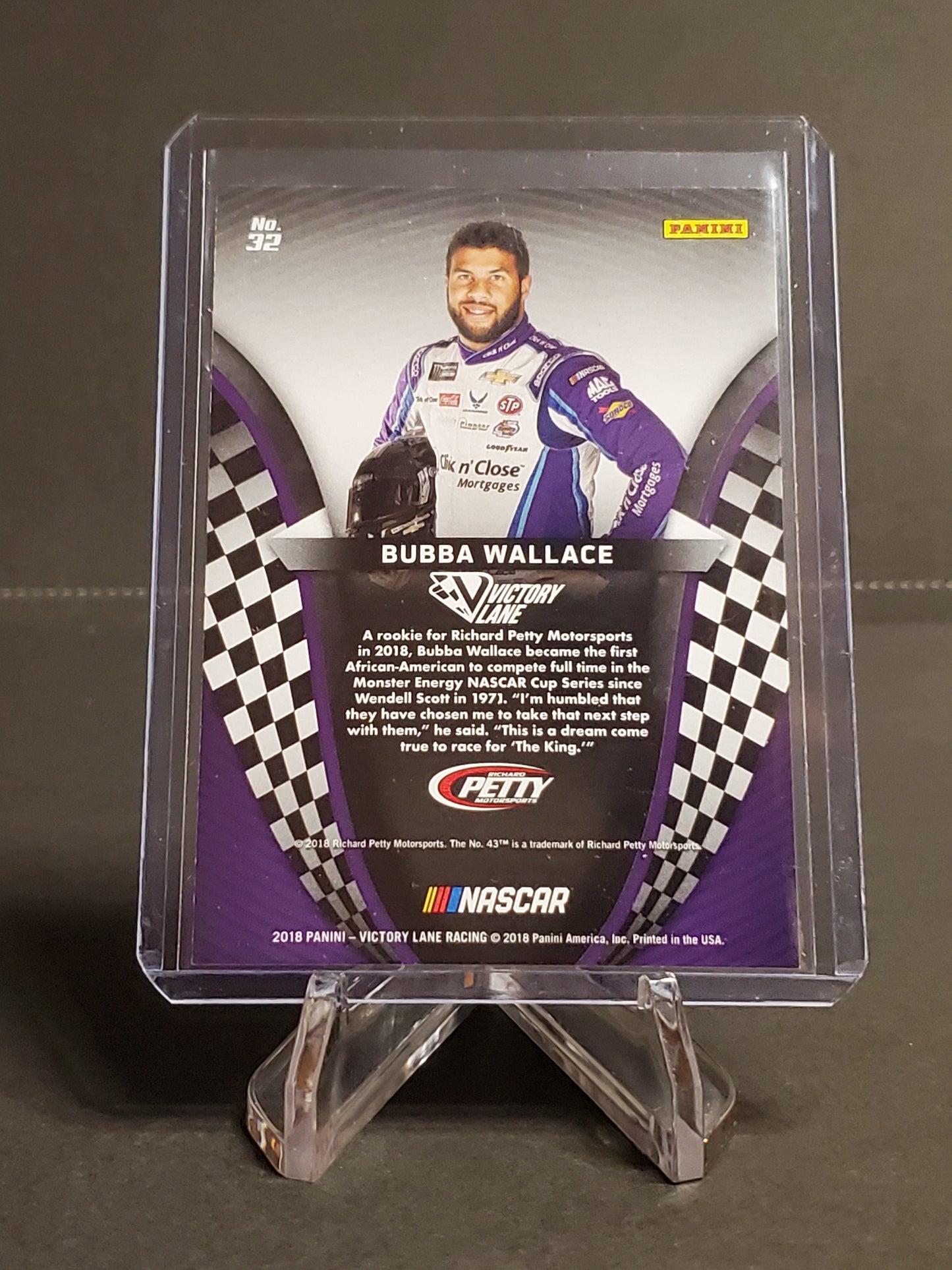 Bubba Wallace 2018 Panini Victory Lane Racing RC #32