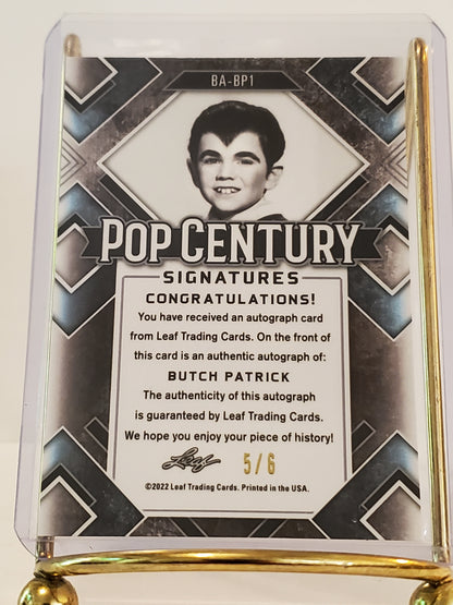 Butch Patrick - 2022 Leaf Pop Century Silver Prismatic AUTO #'d 5/6